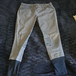 Women’s Grey Skinny Riding Jeans with Black Ankles